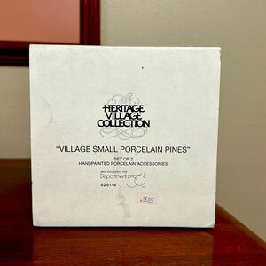 Dept 56 village small porcelain pines.